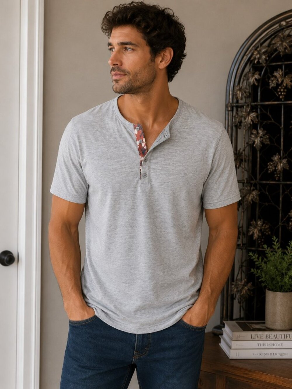 JACHS New York XL Signature Soft Touch Gray Henley Shirt - Worn Once